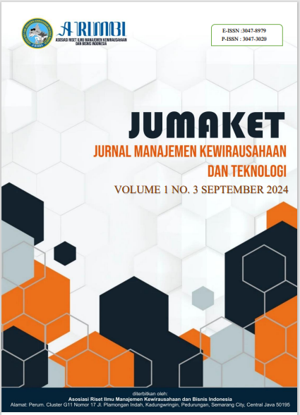 					View Vol. 1 No. 3 (2024): September : Jurnal Manajemen Kewirausahaan dan Teknologi
				