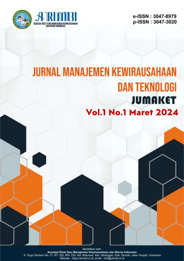 					View Vol. 1 No. 1 (2024): Maret : Jurnal Manajemen Kewirausahaan dan Teknologi
				